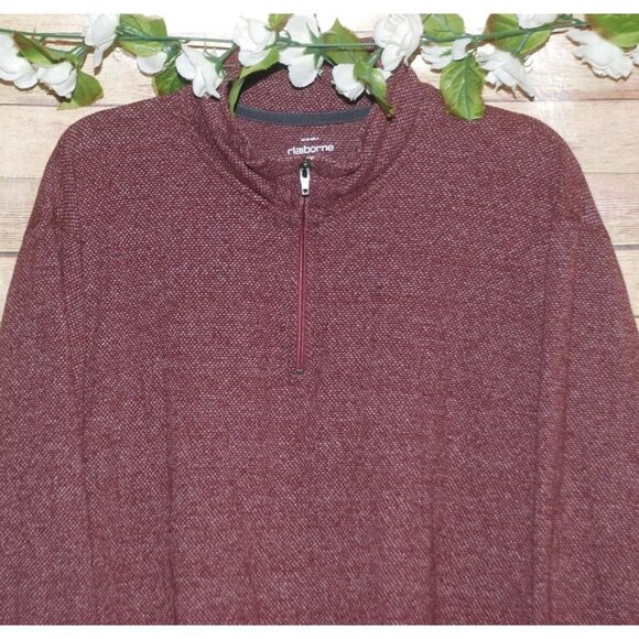 Claiborne Men's Maroon Pullover Sweater Size XXL Long Sleeve 1/4 Zip - Picture 4 of 7